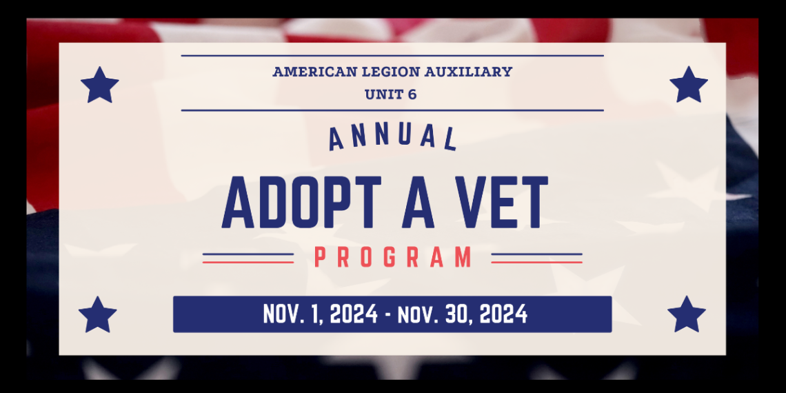 Legion Auxiliary to Hold Annual Adopt a Vet Program